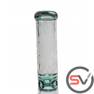 ACID ETCHED HONEY BEE GLASS PIPE 13inch- GREEN